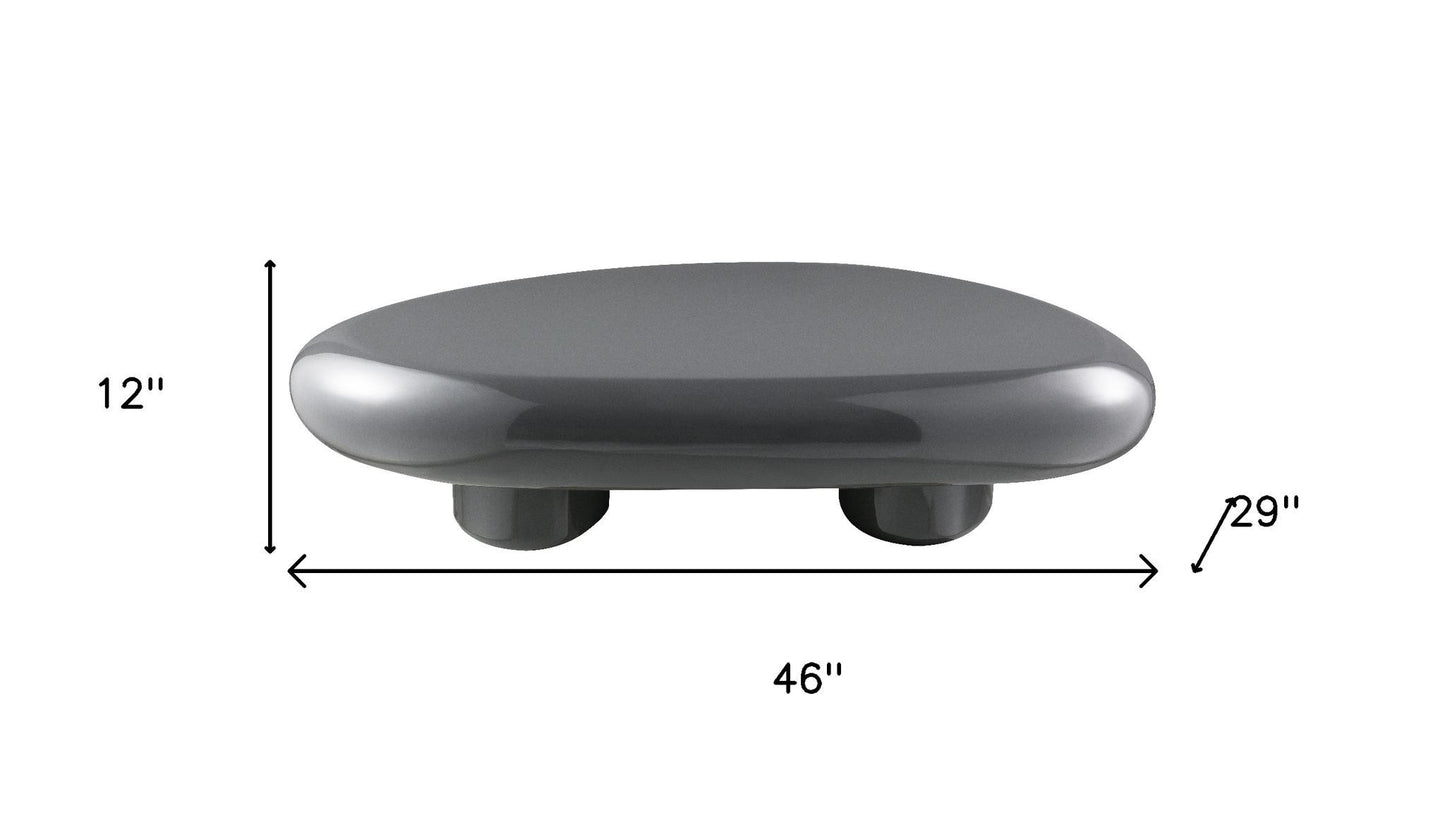 Gray Wood & Steel Oval Coffee Table image 6