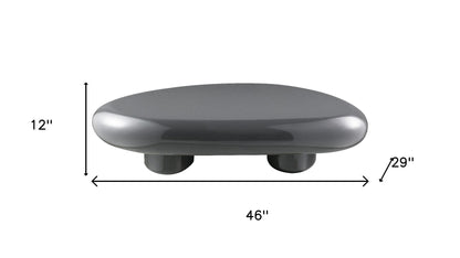 Gray Wood & Steel Oval Coffee Table image 6