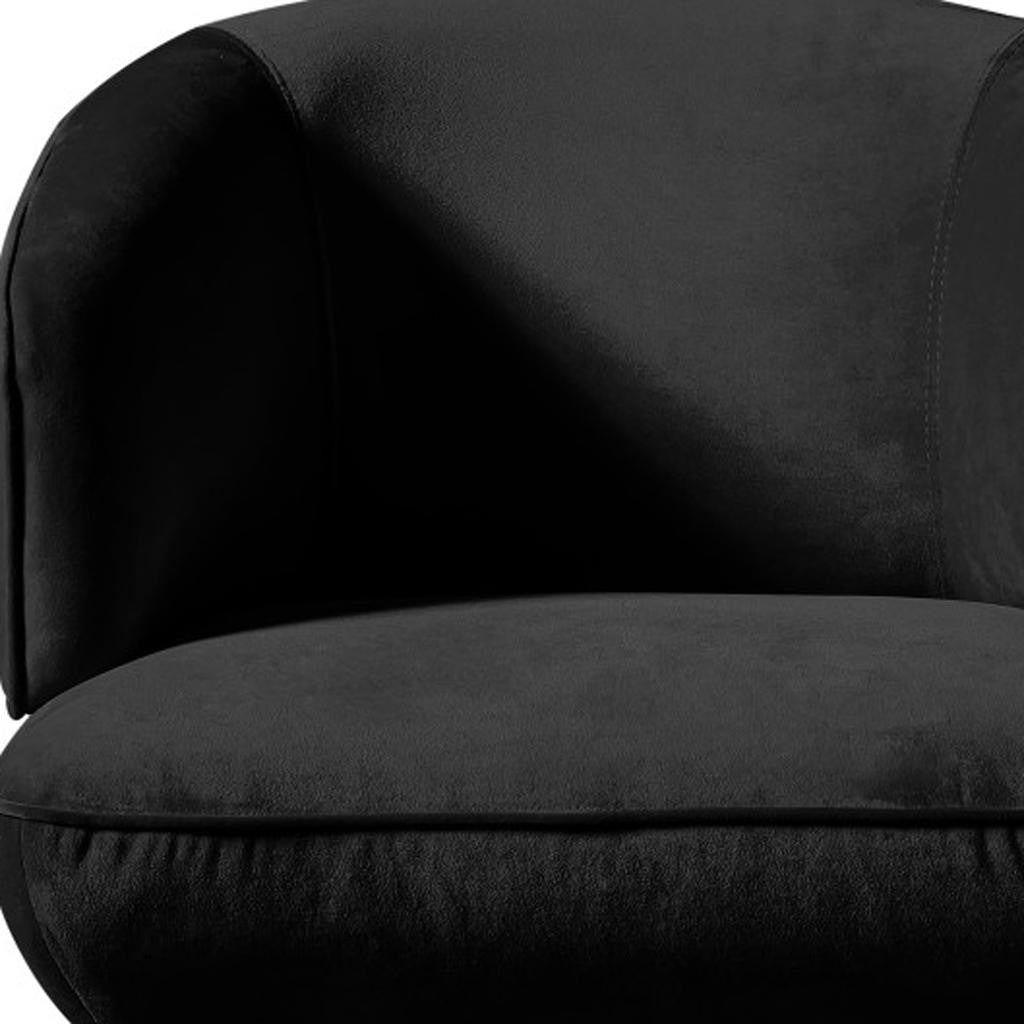 Black Velvet & Steel Lounge Chair