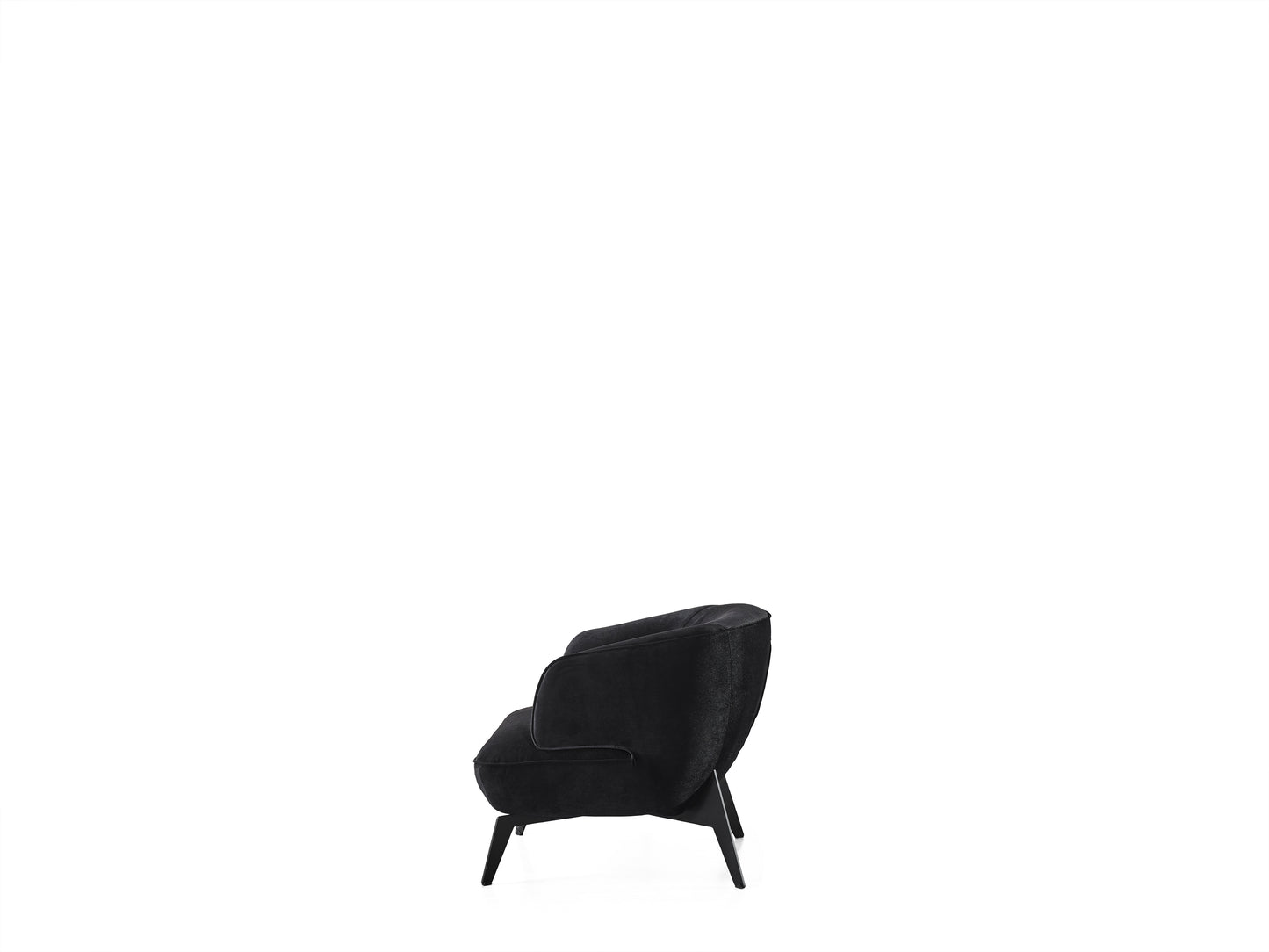 Black Velvet & Steel Lounge Chair