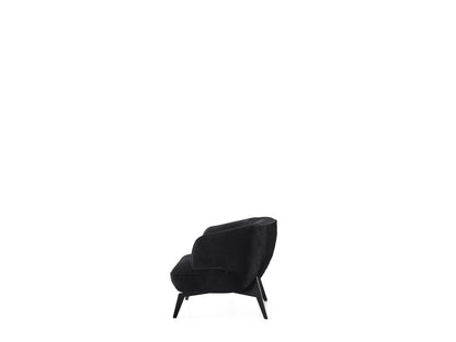 Black Velvet & Steel Lounge Chair