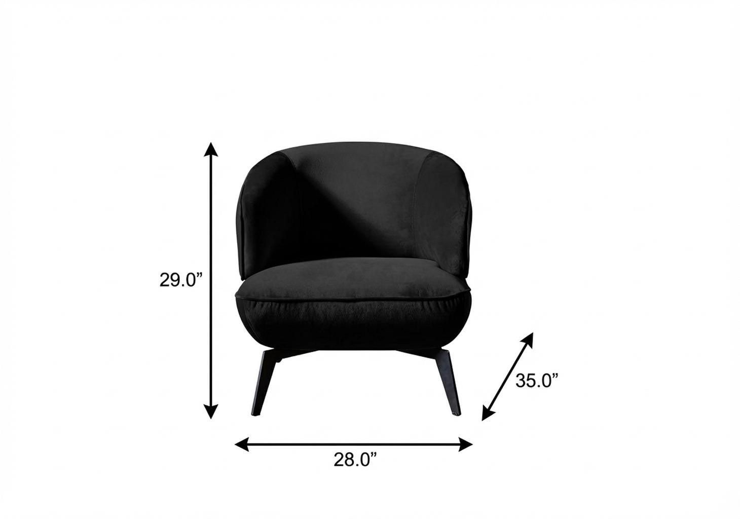 Black Velvet & Steel Lounge Chair