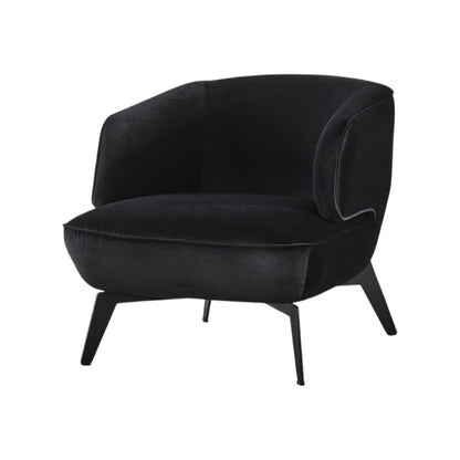 Black Velvet & Steel Lounge Chair