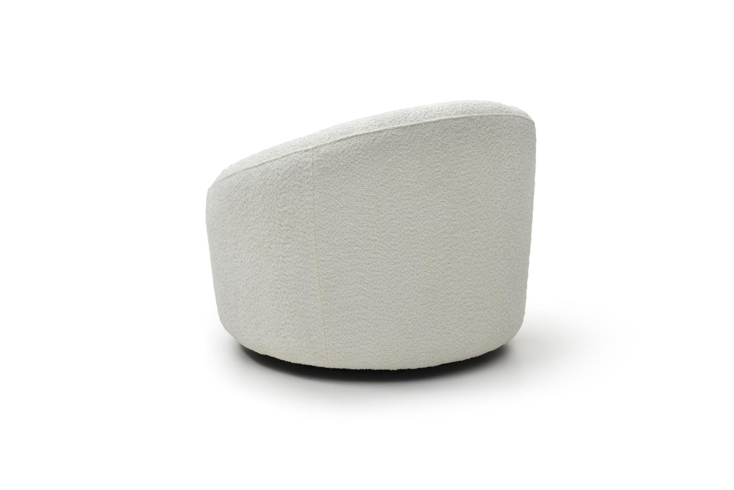 White Boucle Swivel Lounge Chair