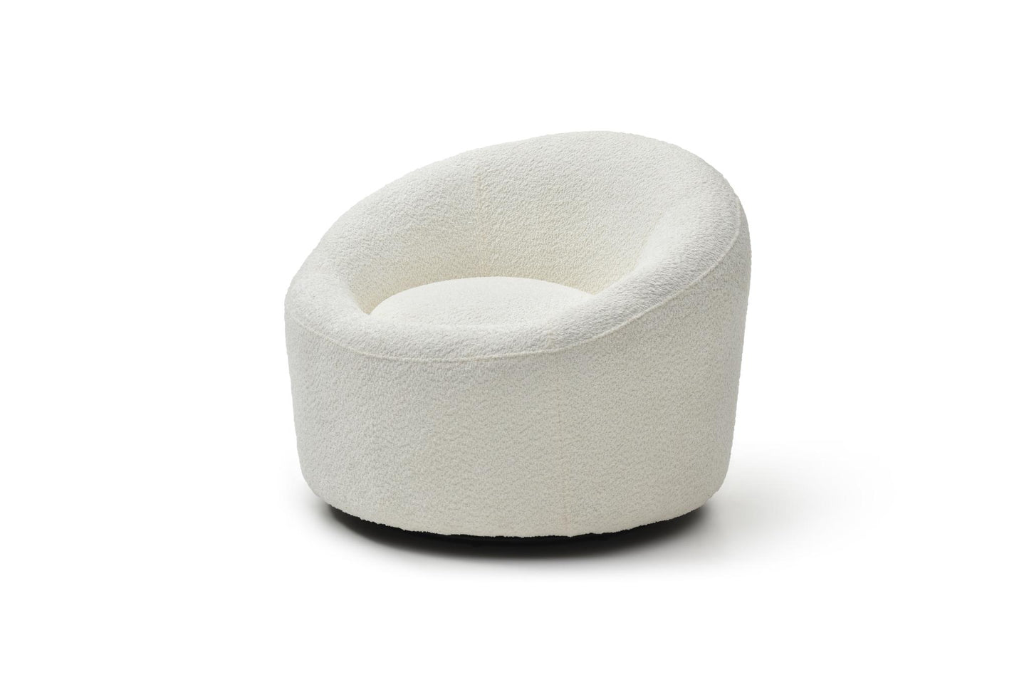 White Boucle Swivel Lounge Chair