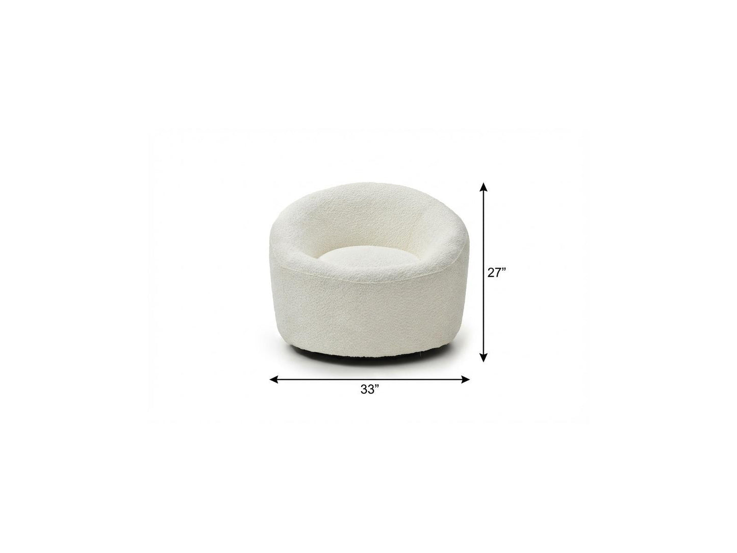 White Boucle Swivel Lounge Chair