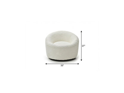 White Boucle Swivel Lounge Chair
