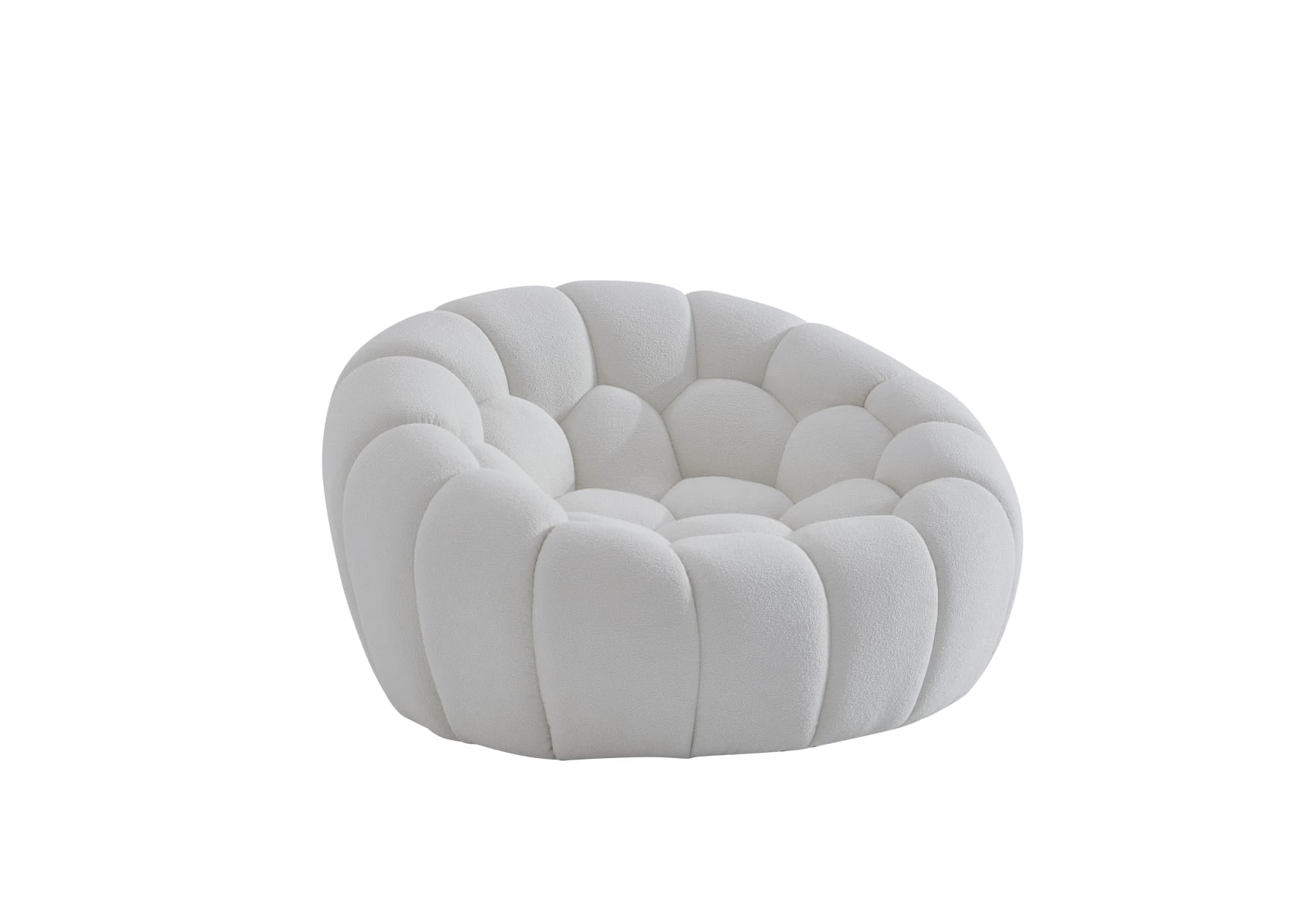 White Tufted Boucle Curved Lounge Chair