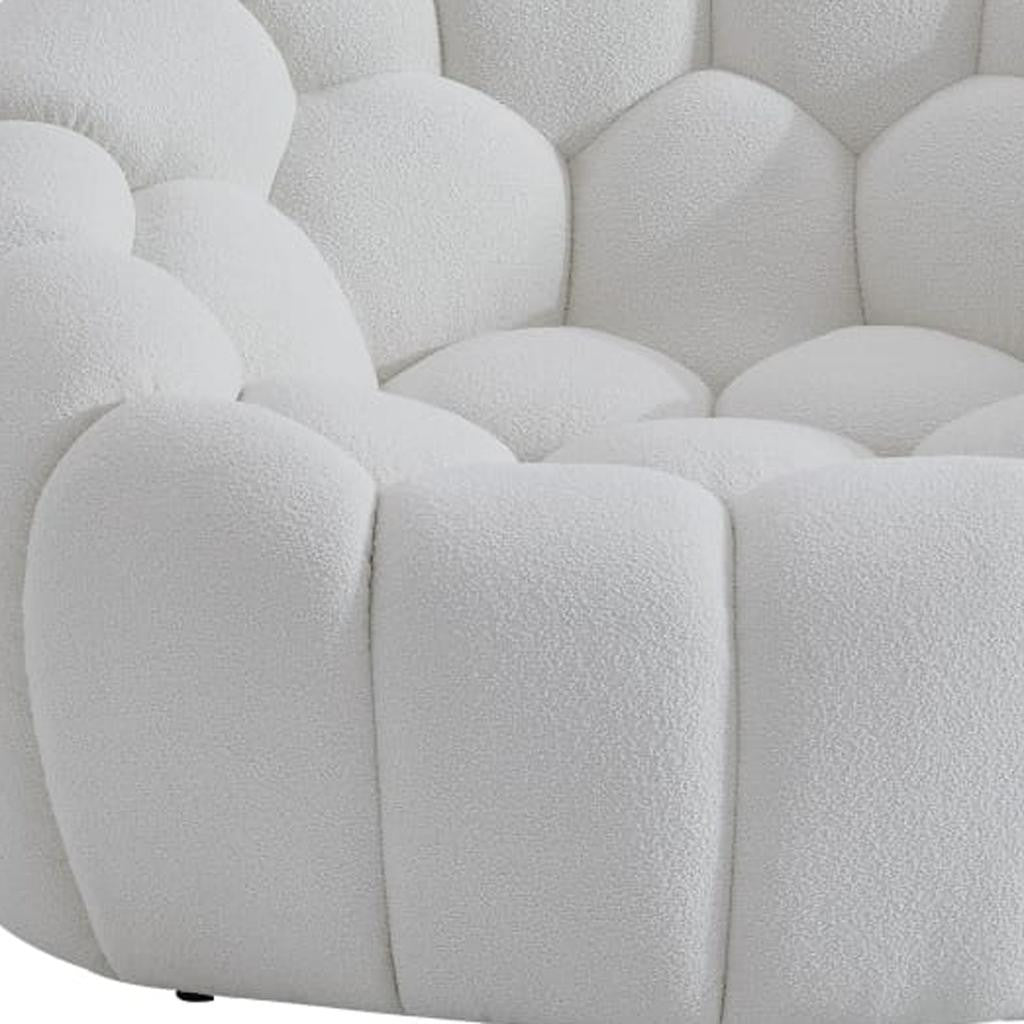 White Tufted Boucle Curved Lounge Chair
