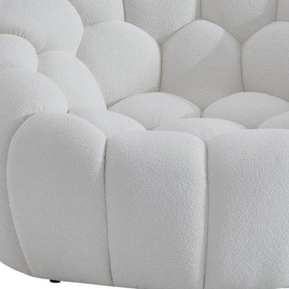 White Tufted Boucle Curved Lounge Chair
