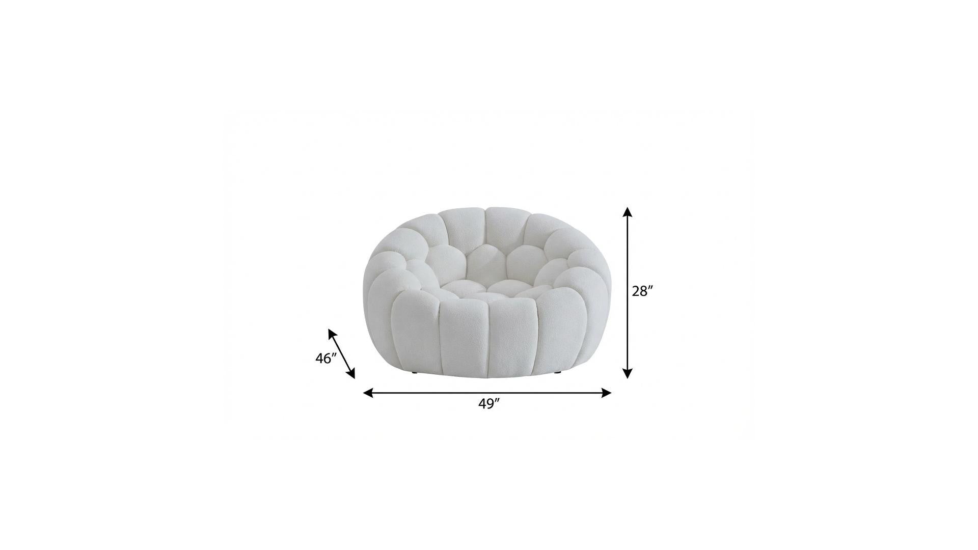 White Tufted Boucle Curved Lounge Chair