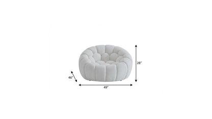 White Tufted Boucle Curved Lounge Chair