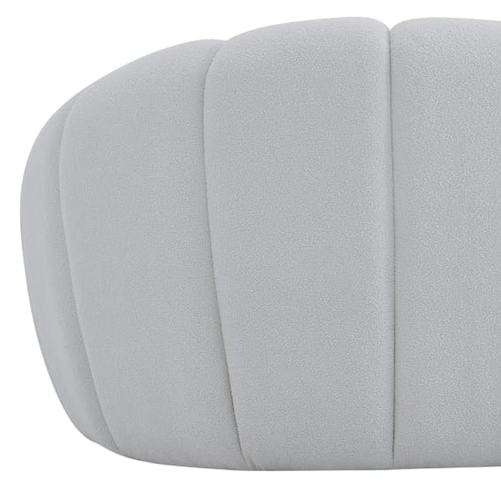 White Tufted Boucle Curved Lounge Chair