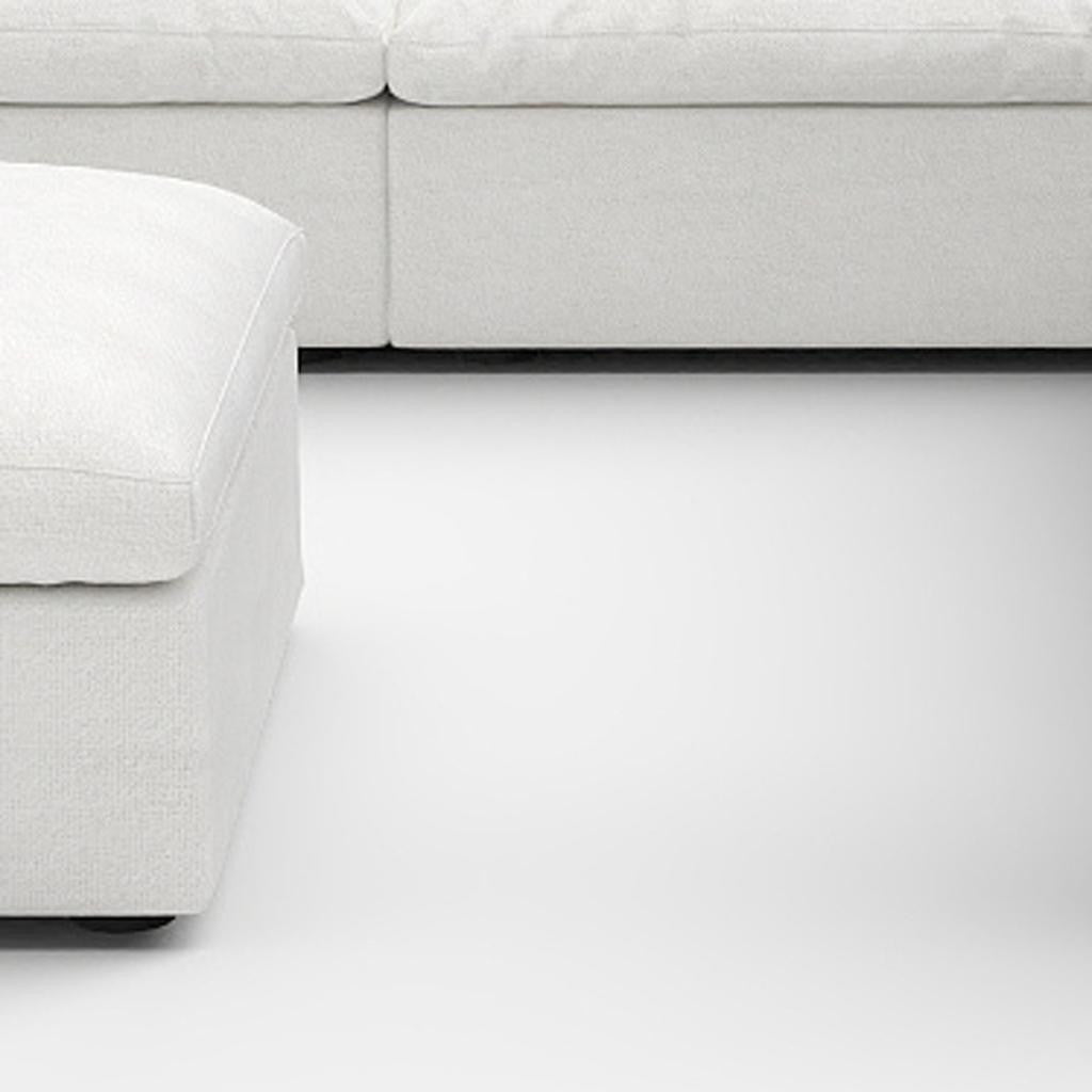White Linen Blend Modular 6 Piece Sectional w/ Ottoman