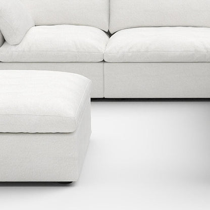 White Linen Blend Modular 6 Piece Sectional w/ Ottoman