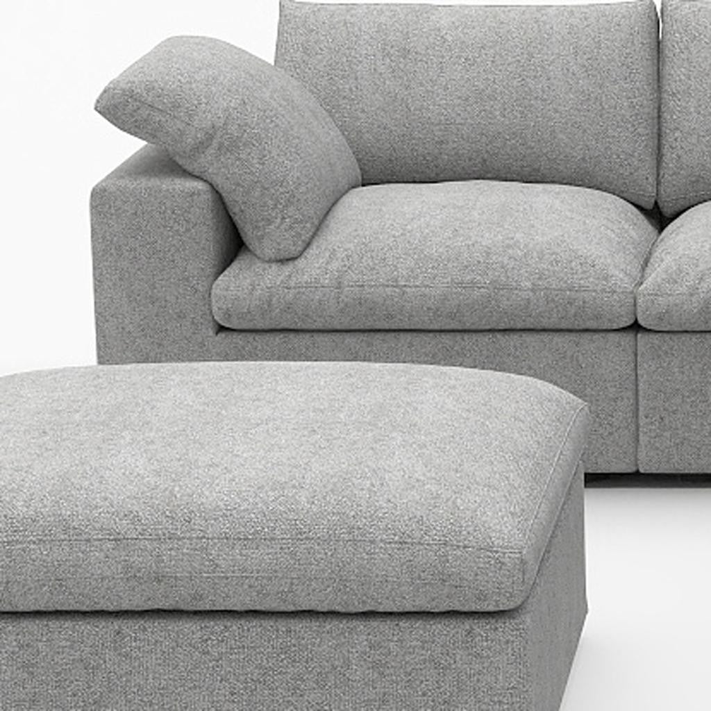 Light Gray Linen Blend Modular 6 Piece Sectional w/ Ottoman