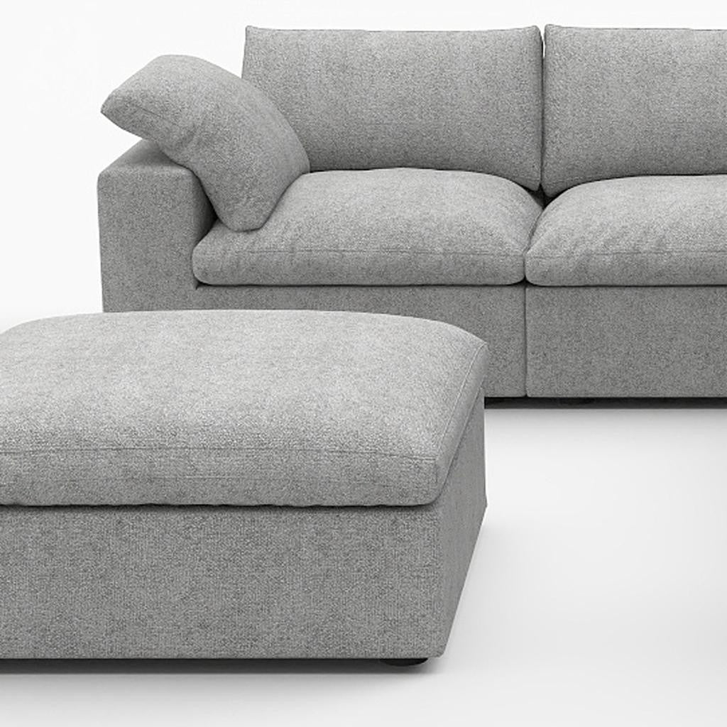 Light Gray Linen Blend Modular 6 Piece Sectional w/ Ottoman