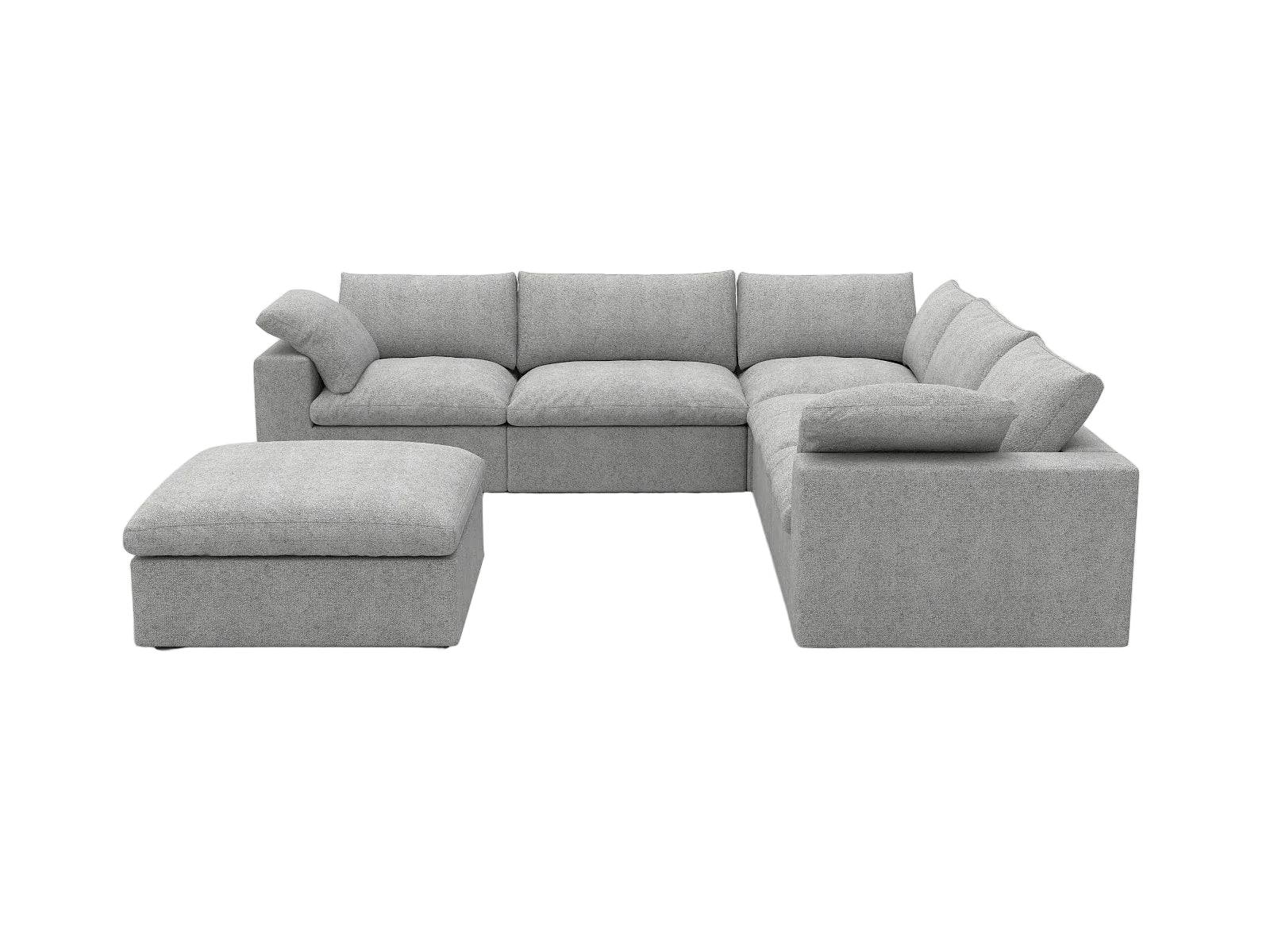 Light Gray Linen Blend Modular 6 Piece Sectional w/ Ottoman