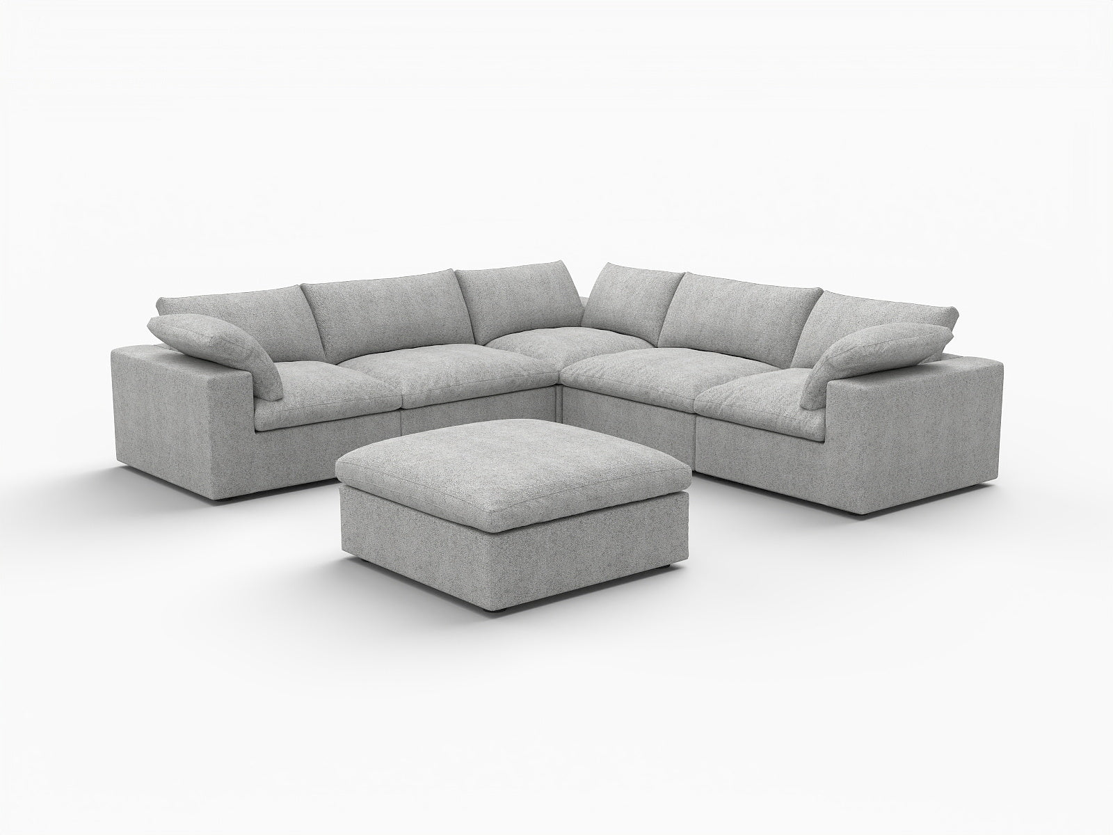 Light Gray Linen Blend Modular 6 Piece Sectional w/ Ottoman
