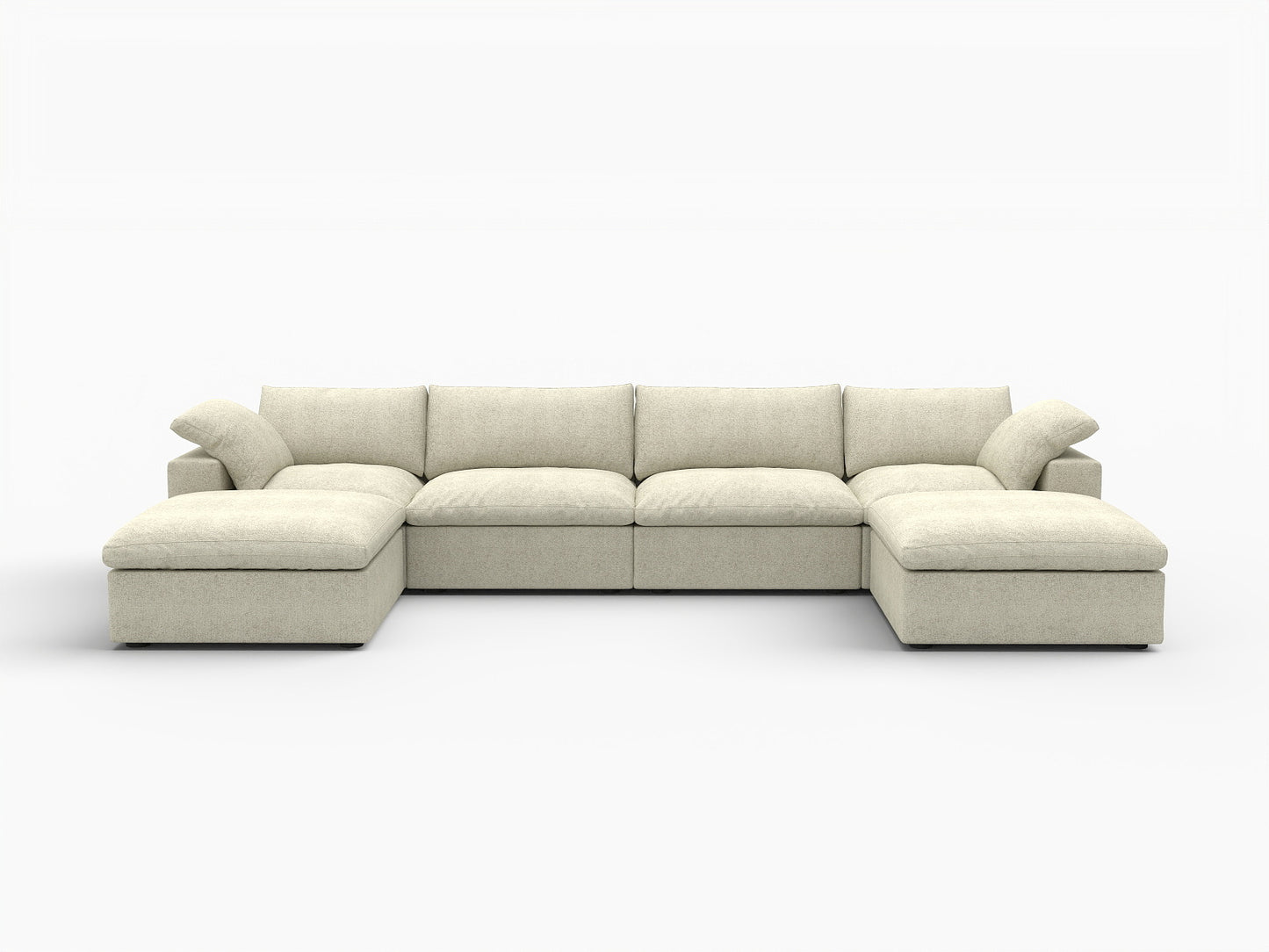 Khaki Linen Blend Modular Universal Sofa With Ottoman & Storage