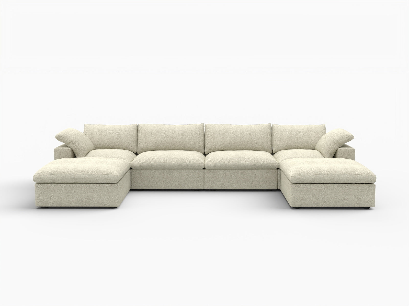 Khaki Linen Blend Modular Universal Sofa With Ottoman & Storage