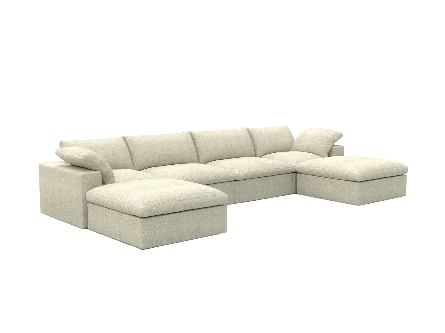 Khaki Linen Blend Modular Universal Sofa With Ottoman & Storage