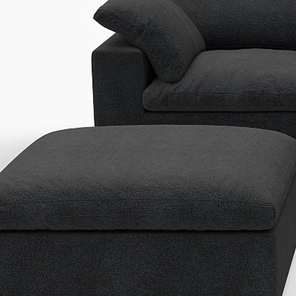 Black Linen Blend Modular 6 Piece Sectional w/ Ottoman