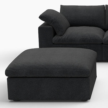Black Linen Blend Modular 6 Piece Sectional w/ Ottoman