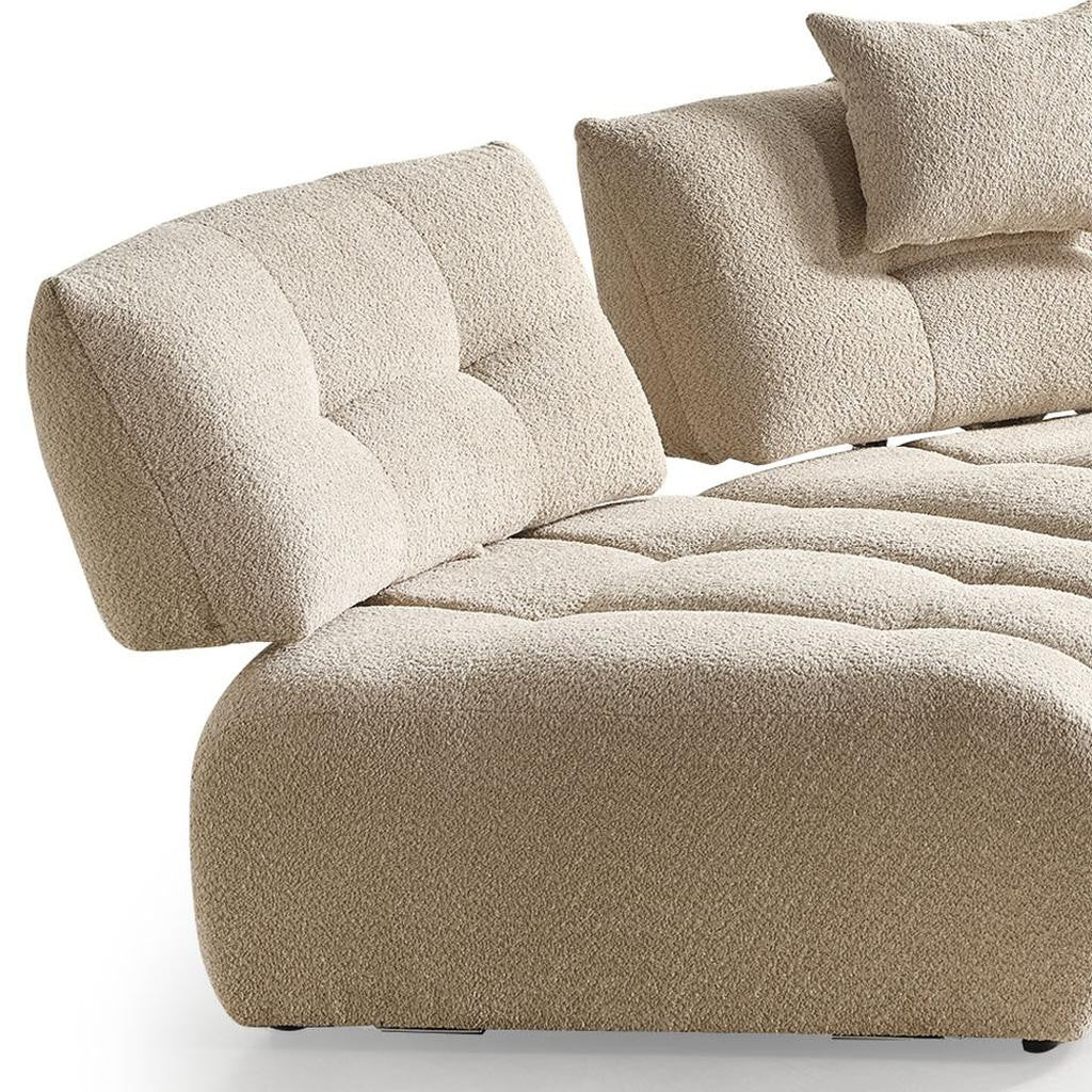 Taupe Boucle Curved Sectional