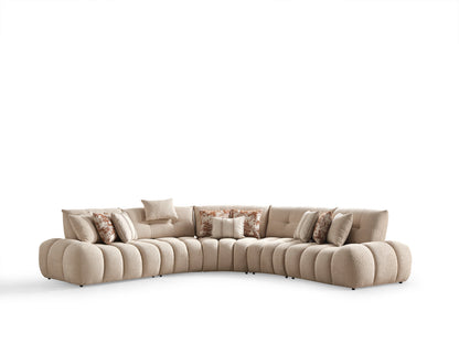 Taupe Boucle Curved Sectional