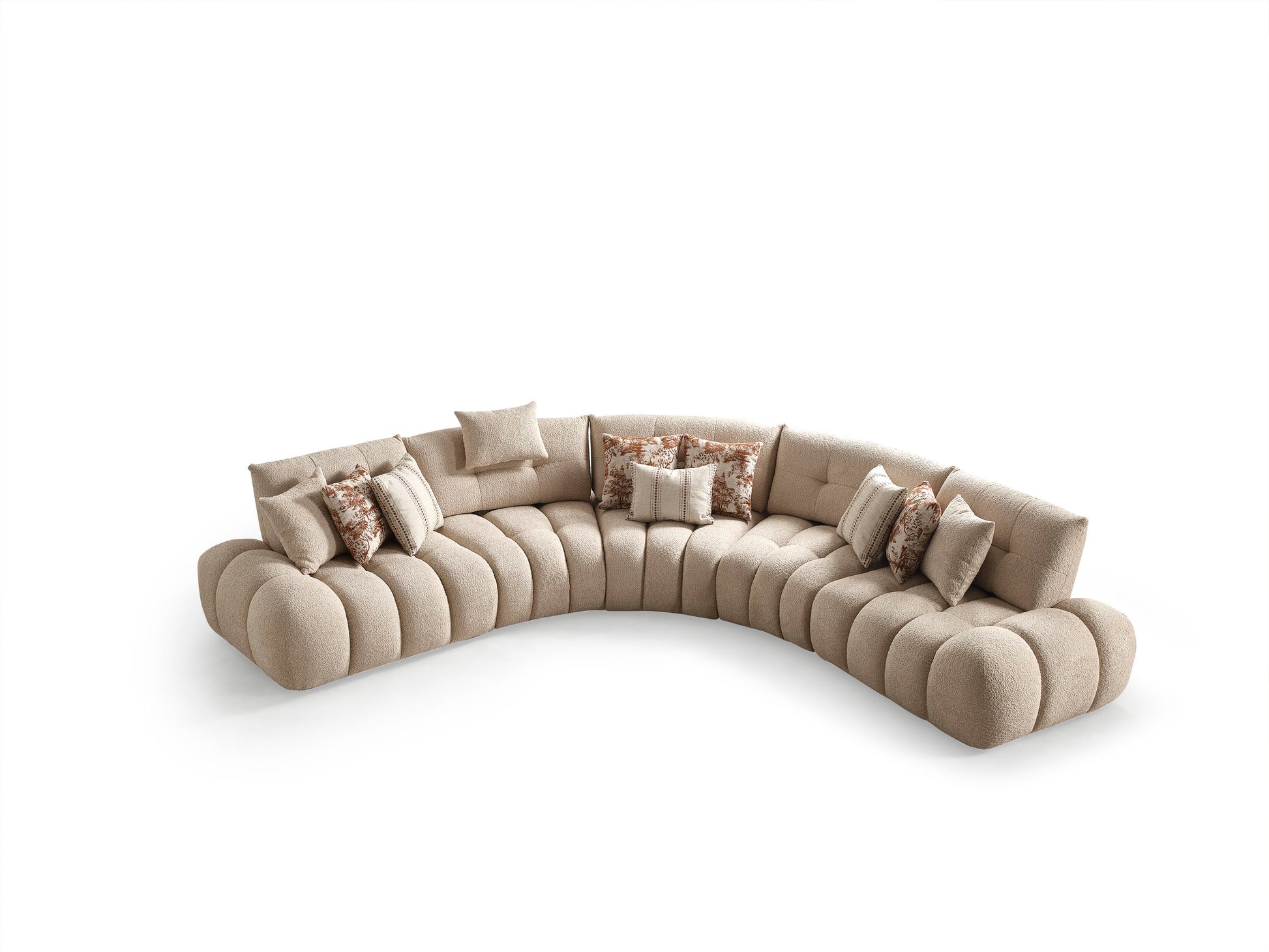 Taupe Boucle Curved Sectional