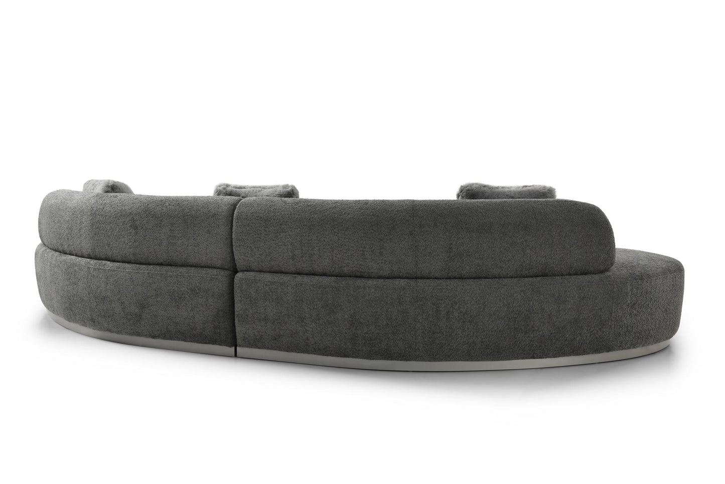Dark Gray Boucle Curved Sofa With Toss Pillows