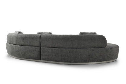 Dark Gray Boucle Curved Sofa With Toss Pillows