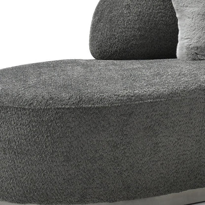 Dark Gray Boucle Curved Sofa With Toss Pillows