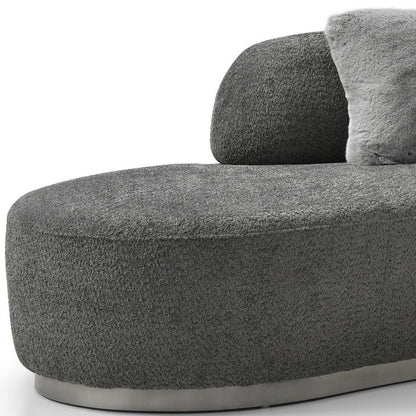 Dark Gray Boucle Curved Sofa With Toss Pillows