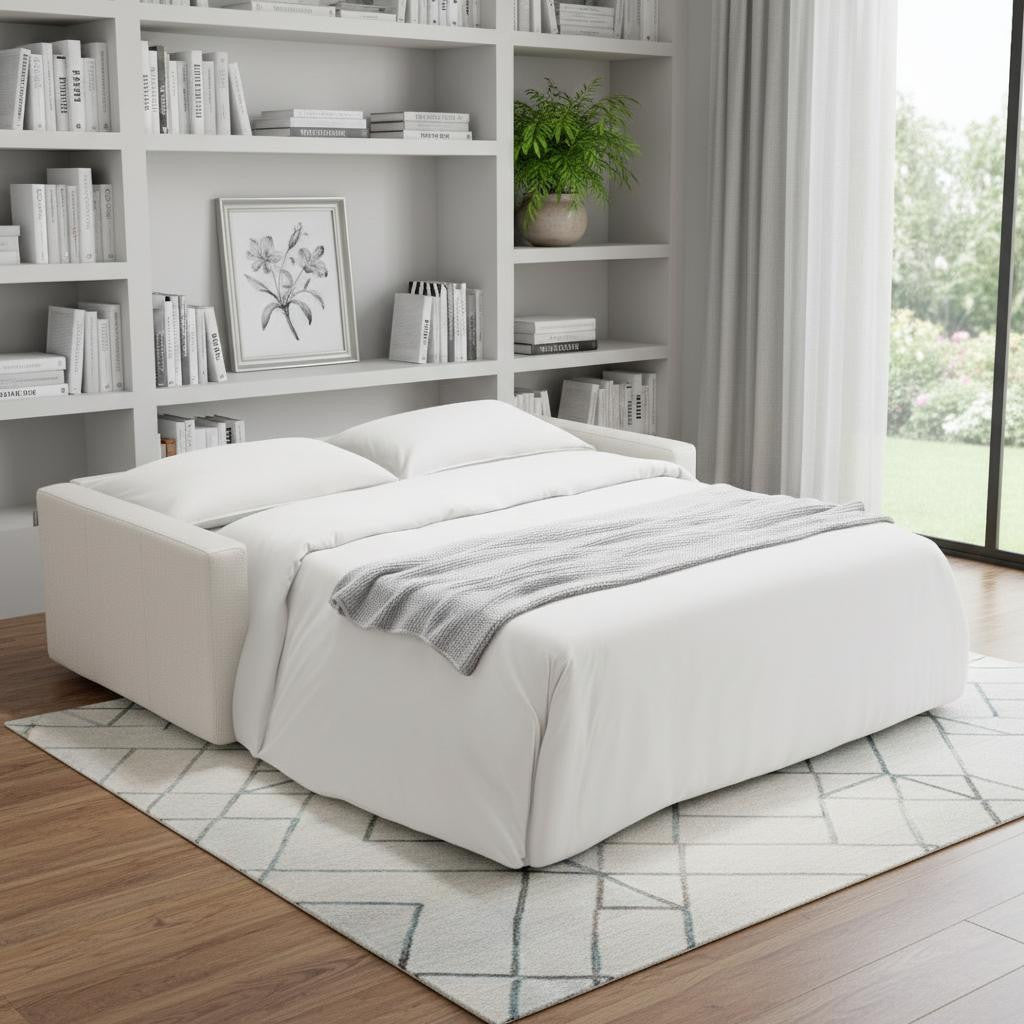 White Leather Sleeper Sofa