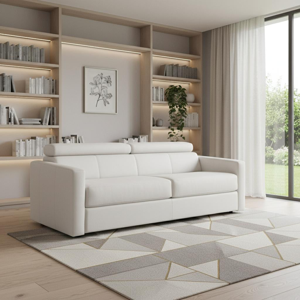 White Leather Sleeper Sofa