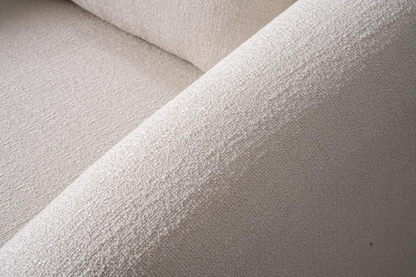 White Boucle Arm Chair With Lumbar Pillow