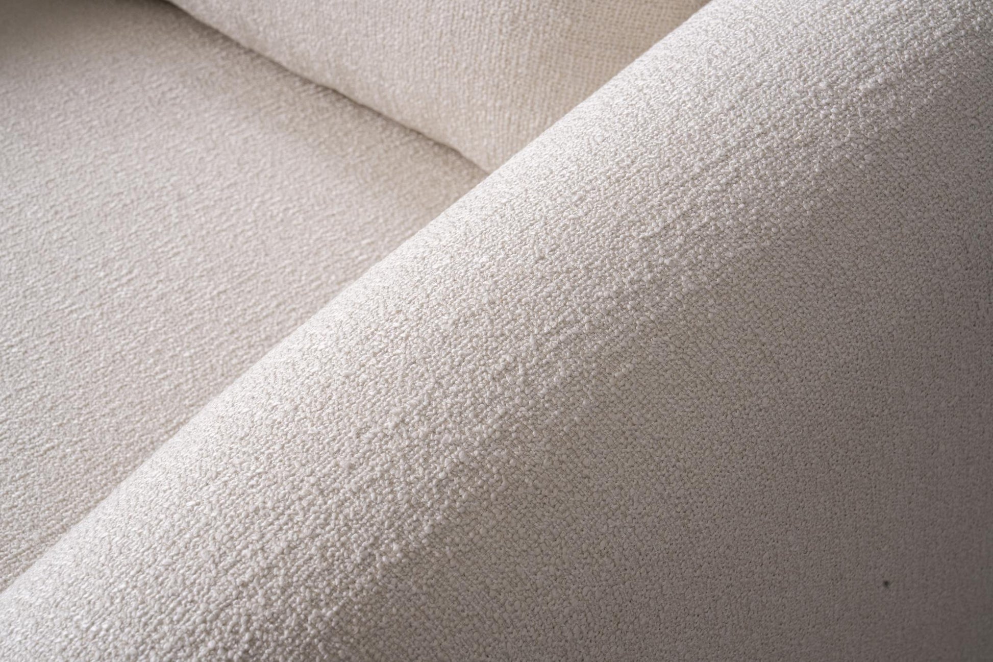 White Boucle Arm Chair With Lumbar Pillow