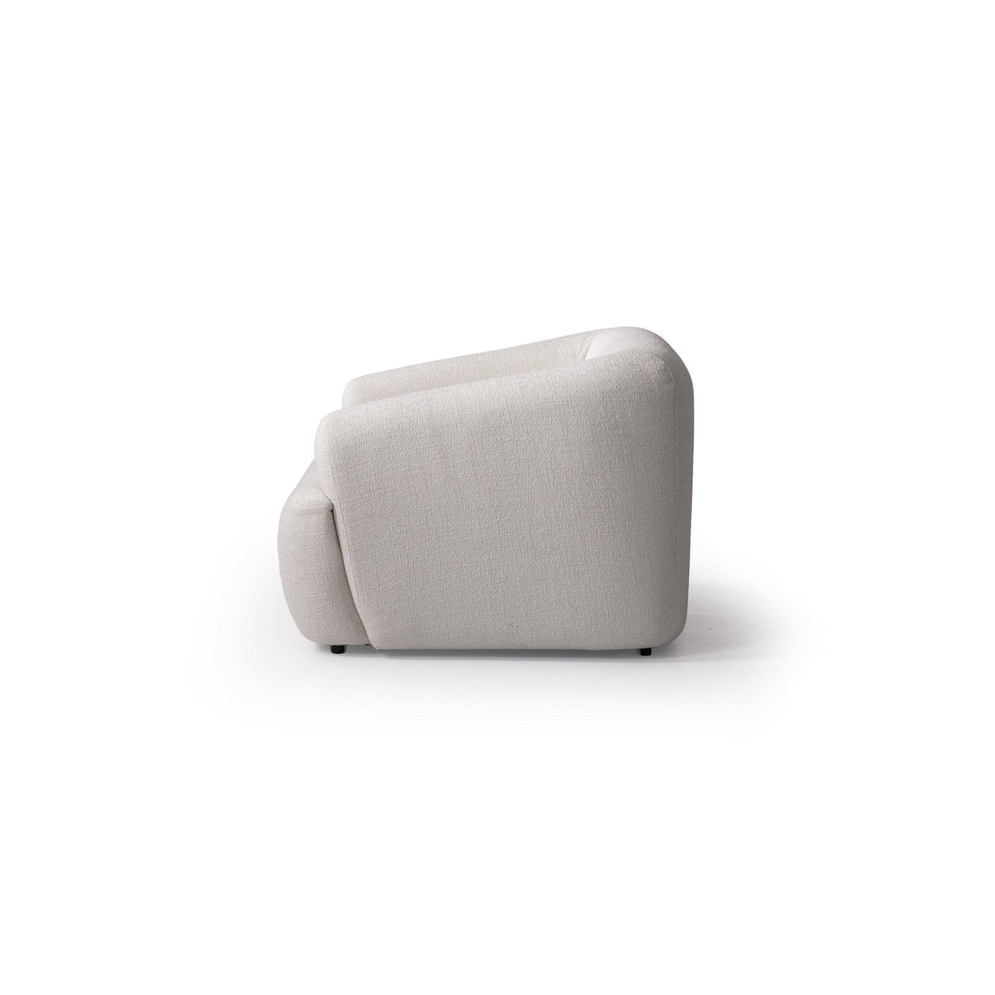 White Boucle Arm Chair With Lumbar Pillow