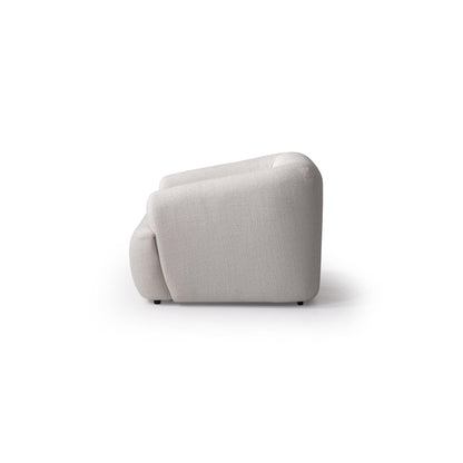 White Boucle Arm Chair With Lumbar Pillow