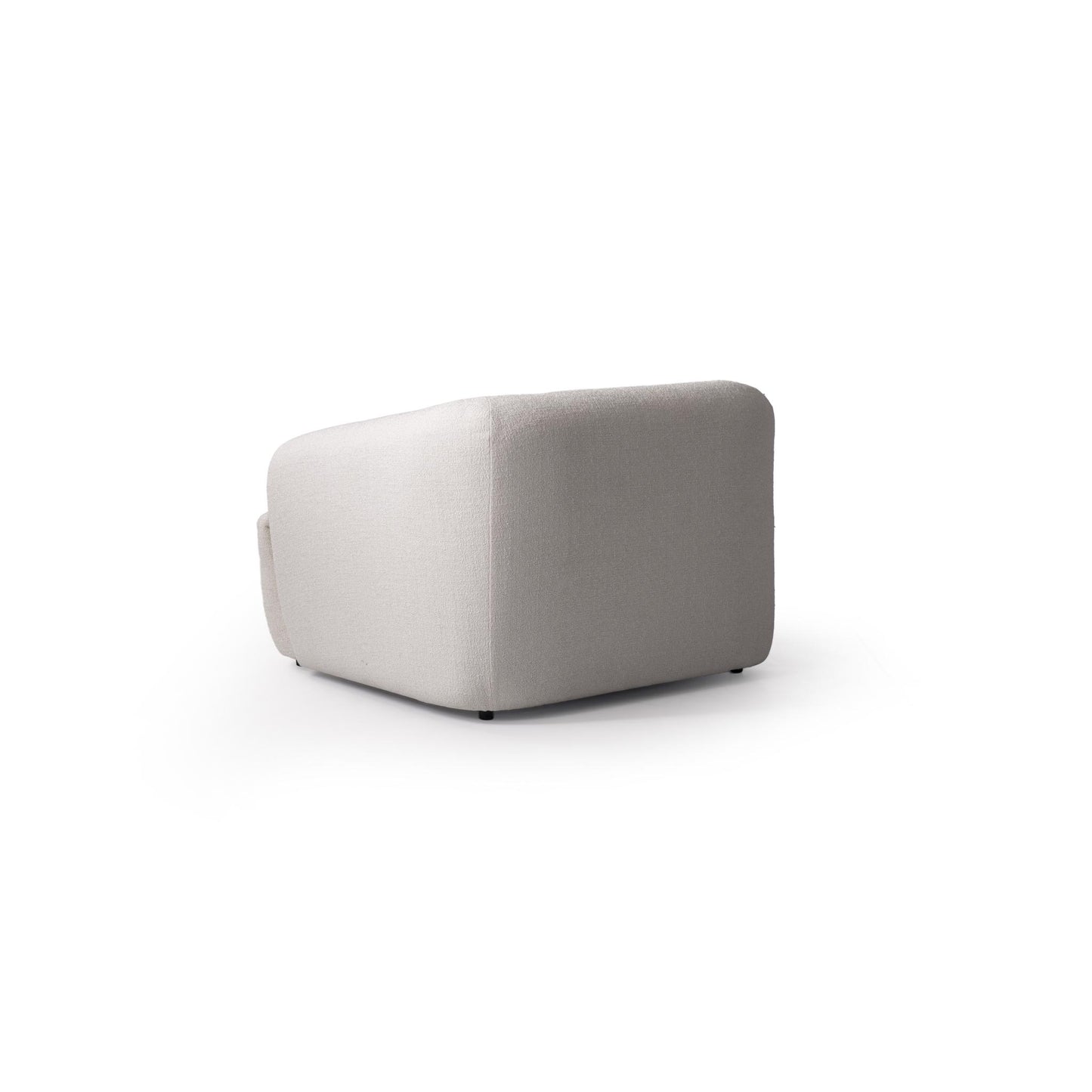 White Boucle Arm Chair With Lumbar Pillow