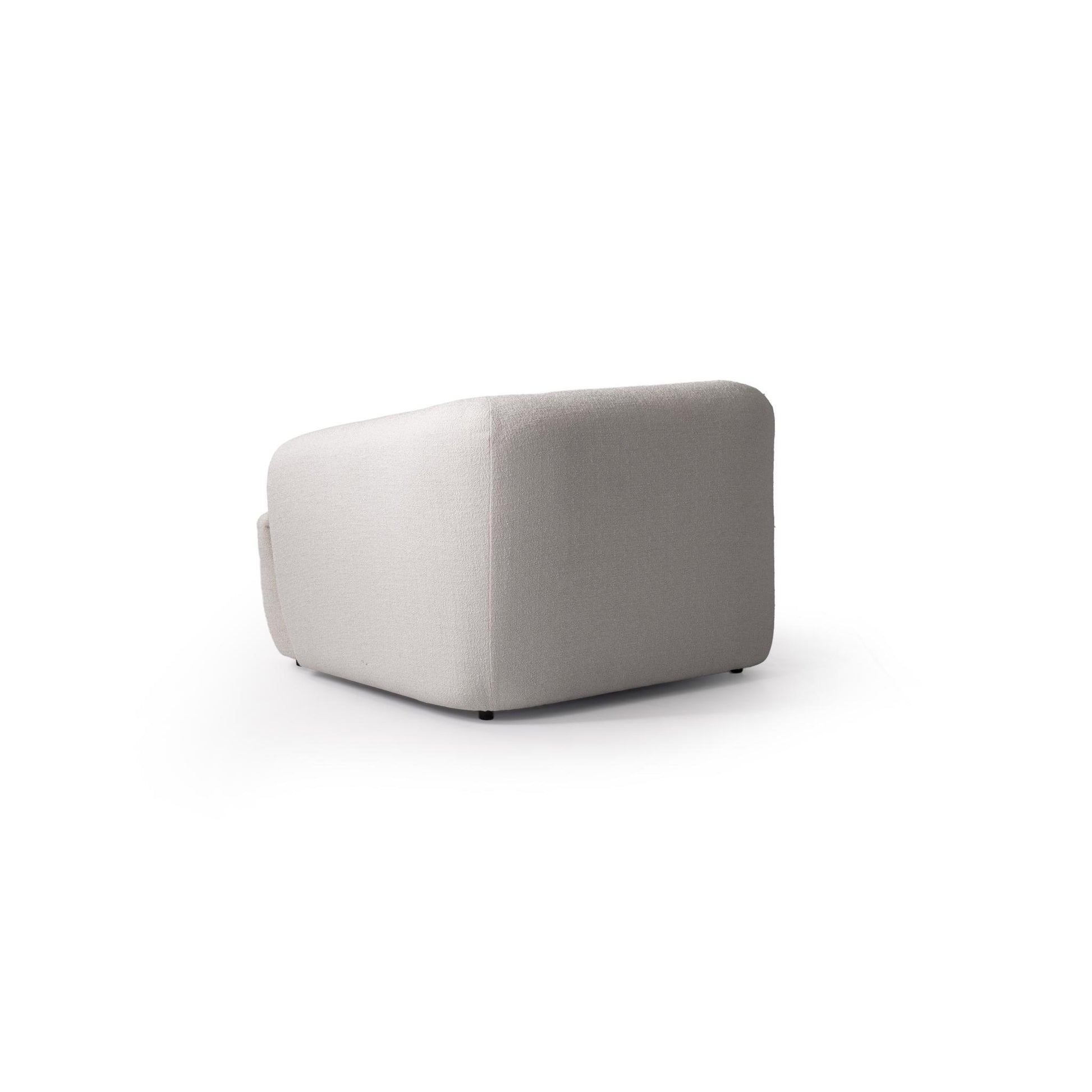 White Boucle Arm Chair With Lumbar Pillow