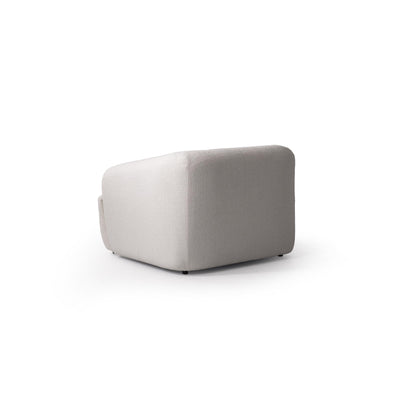White Boucle Arm Chair With Lumbar Pillow