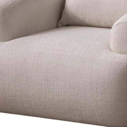 White Boucle Arm Chair With Lumbar Pillow