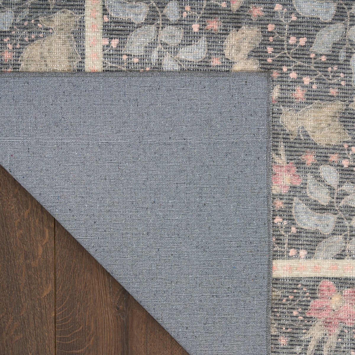 Nourison Botanical Charcoal & Multicolor Machine Washable Rug - Corner