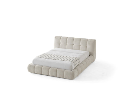 Beige Tufted Chenille Upholstered King Bed