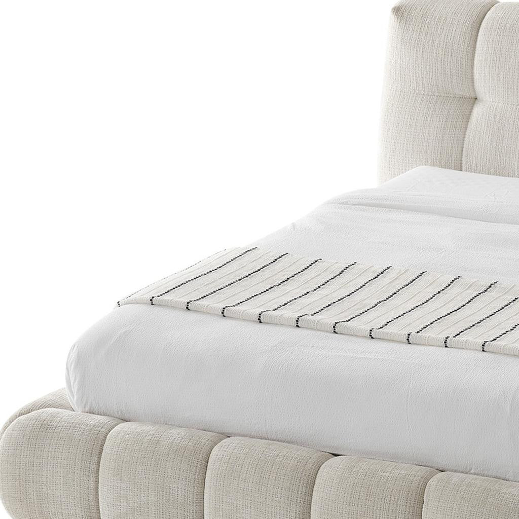Beige Tufted Chenille Upholstered King Bed