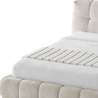 Beige Tufted Chenille Upholstered King Bed