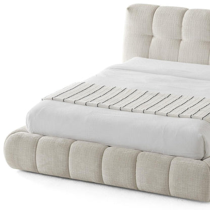 Beige Tufted Chenille Upholstered King Bed